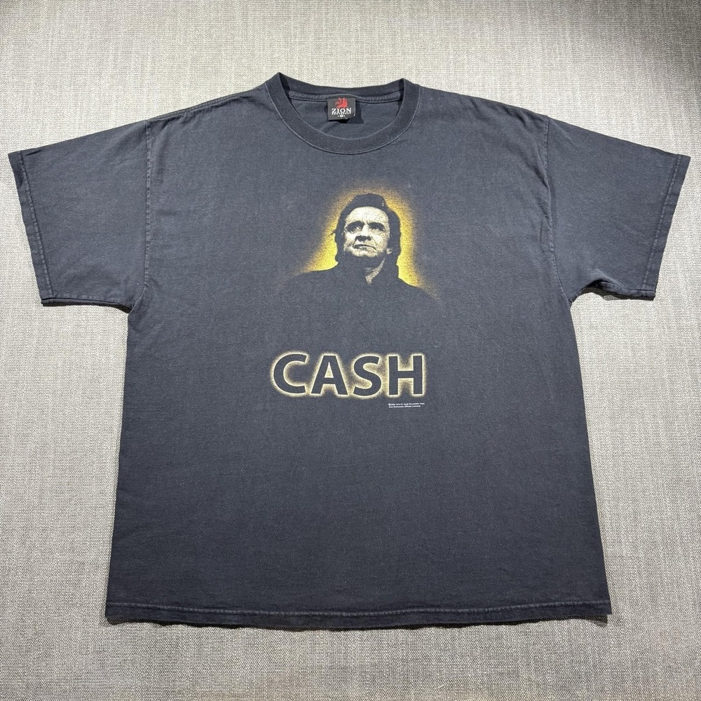 Vintage Johnny Cash Zion Rootswear Shirt Mens Big 1X Black 2004 Band 2000s Tee